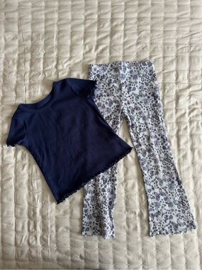 Girls Size 5 Jumping Beans Ribbed Top & Butterfly Flare Leggings Outfit